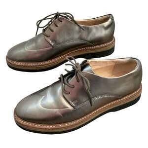 Clarks Zante Zara Pewter Metallic Loafers Oxford Shoes Women's 8